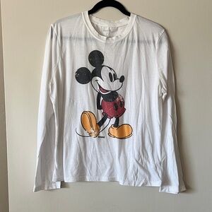 Disney Resort Mickey Mouse White Long Sleeve Tee